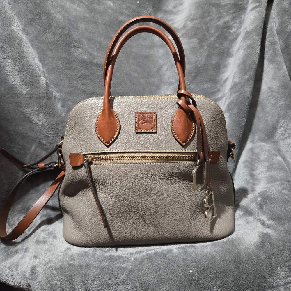 Dooney & Bourke Taupe and Tan Leather Satchel